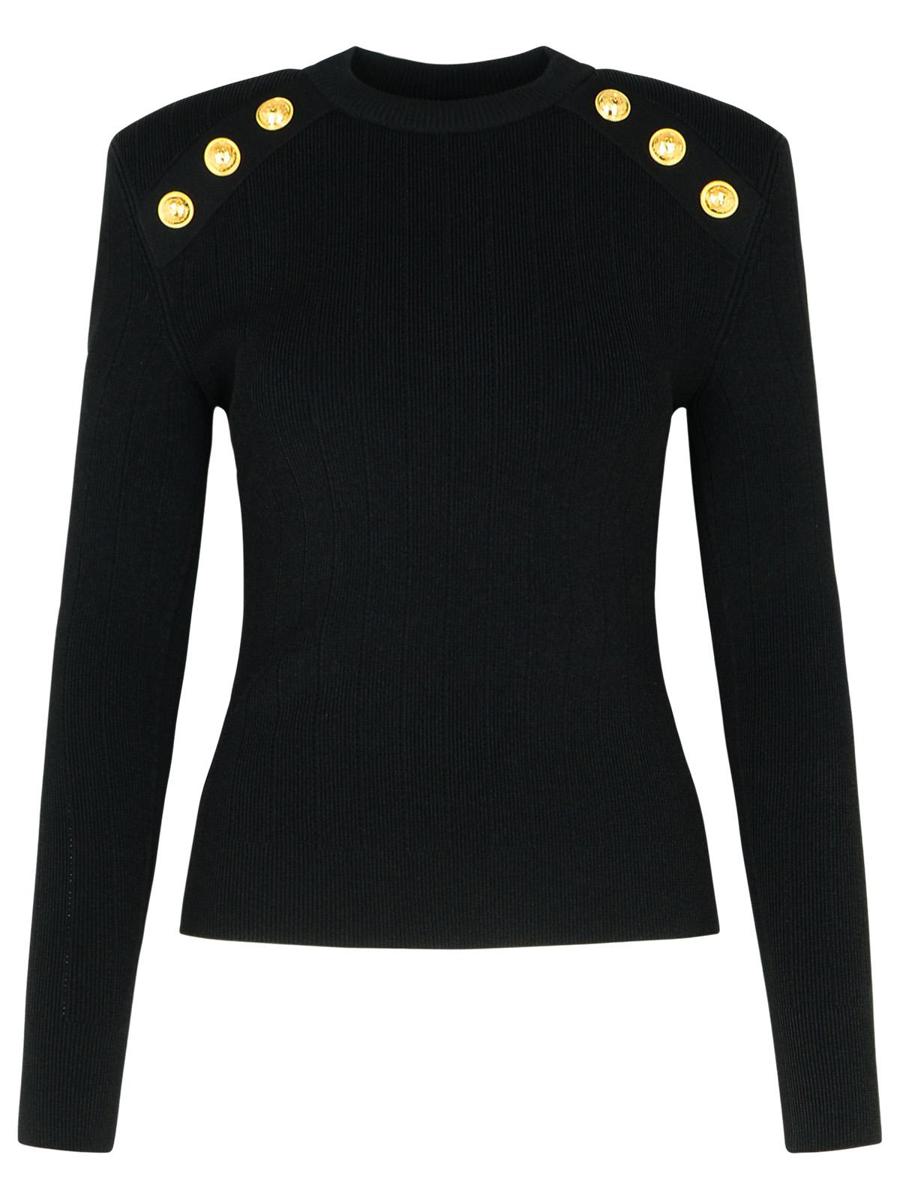 Balmain Black Viscose Blend Sweater