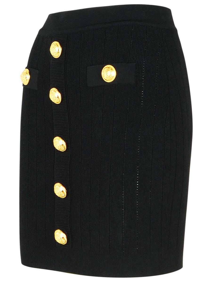 Balmain Black Viscose Blend Miniskirt