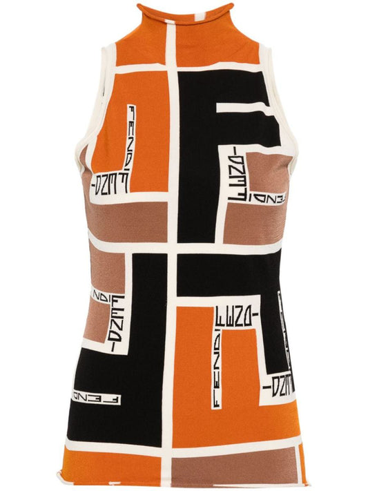 Fendi Printed Turtle-Neck Top