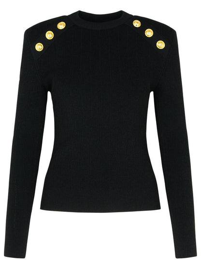 Balmain Black Viscose Blend Sweater