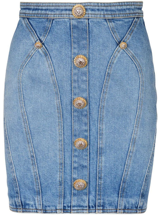 Balmain 4 Btn Denim Short Skirt Clothing