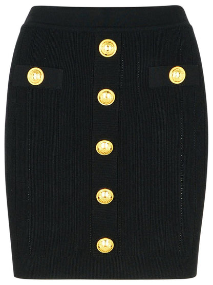 Balmain Black Viscose Blend Miniskirt