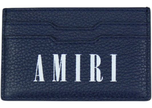 Amiri Logo Leather Card Holder Navy