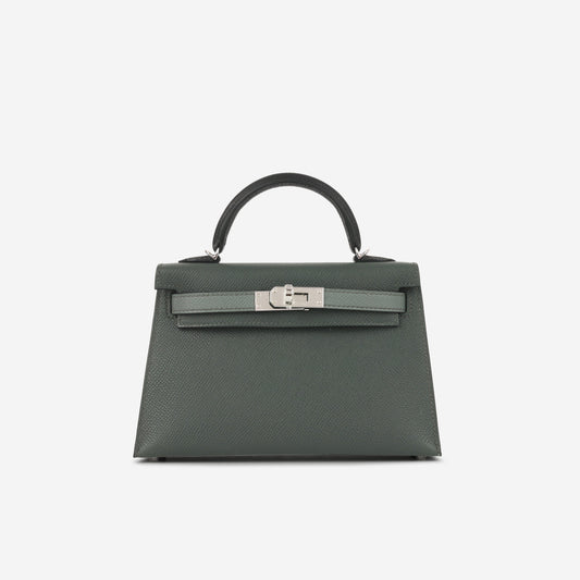 Hermès Mini Kelly - Vert Mangrove / Vert Amande / Noir
