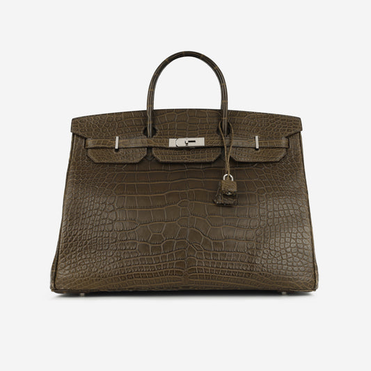 Hermès Birkin 40 - Gris Elephant Alligator Mississippiensis | Palladium Hardware