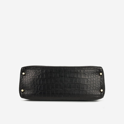 Hermès Kelly 32 – Noir Alligator Mississippiensis | Gold Hardware