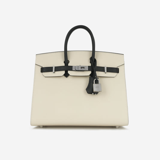 Hermès HSS Birkin 25 Sellier - Craie / Noir Epsom | Brushed Palladium Hardware