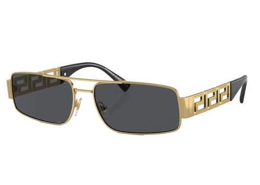 Versace Rectangle Logo Runway Sunglasses Gold