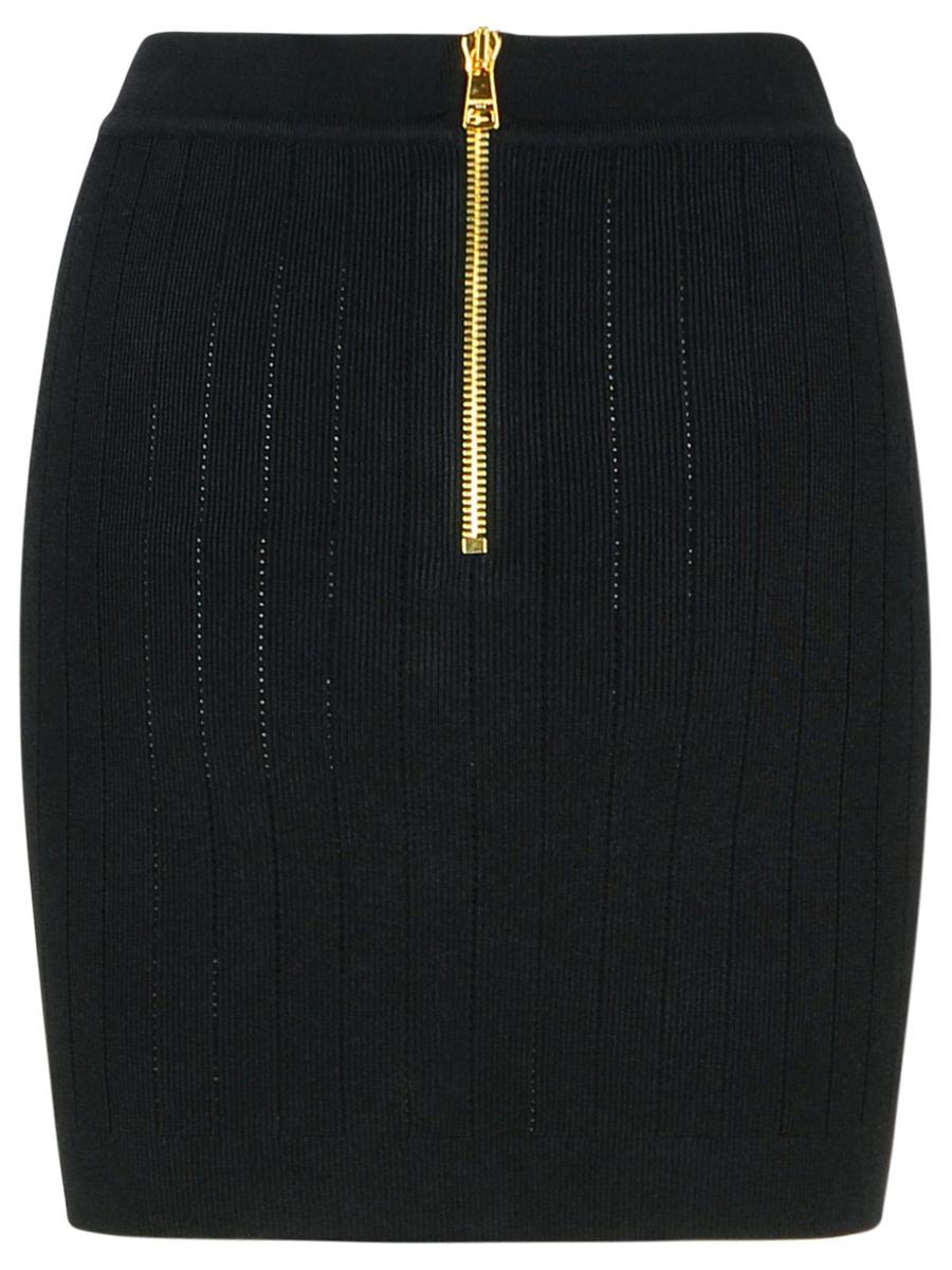 Balmain Black Viscose Blend Miniskirt