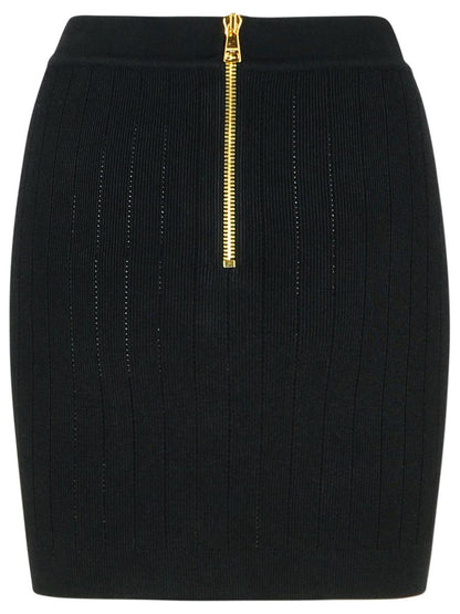 Balmain Black Viscose Blend Miniskirt